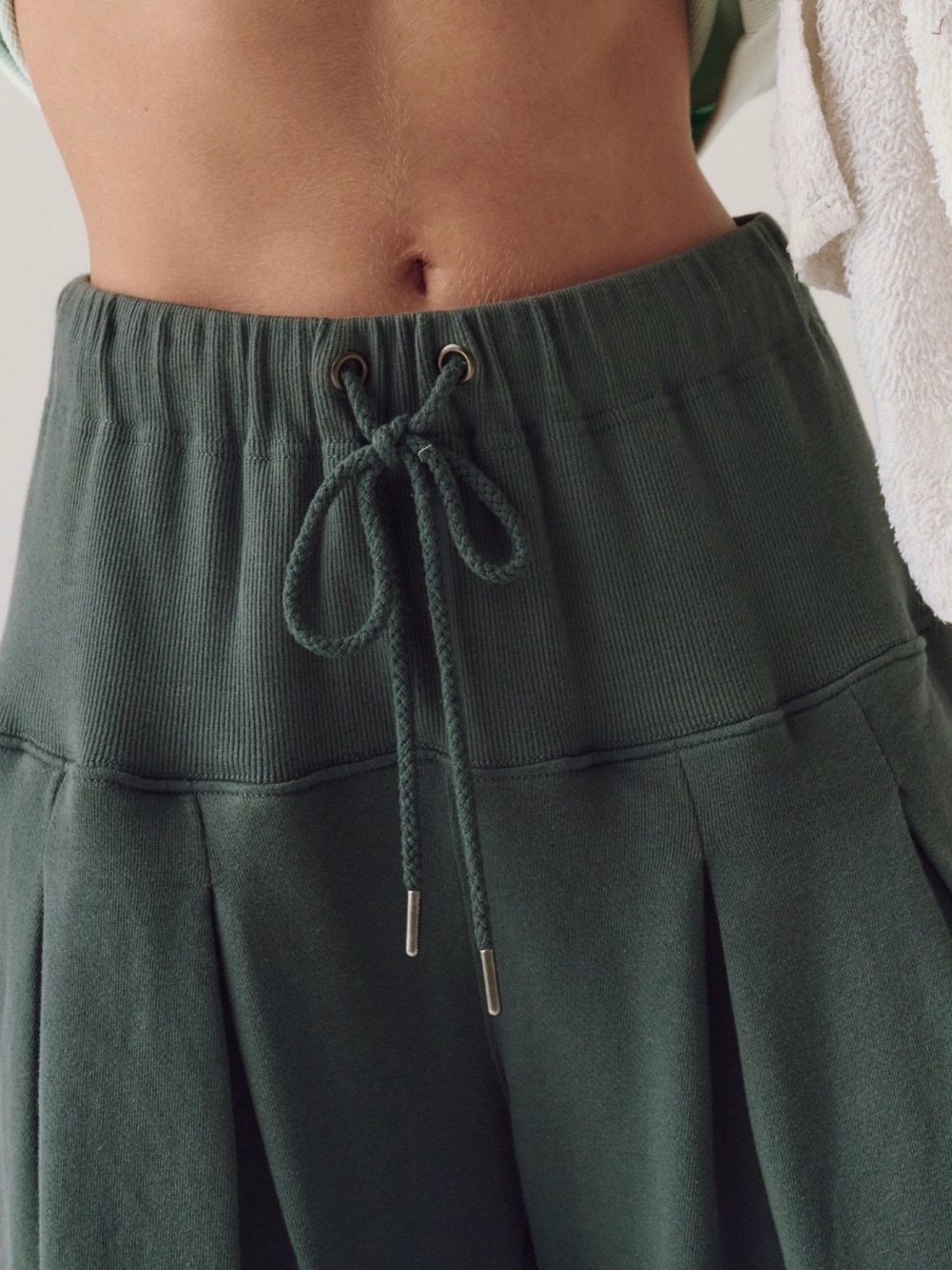 Free People Dark Green Pleated Drawstring pants Studio Siren Pants